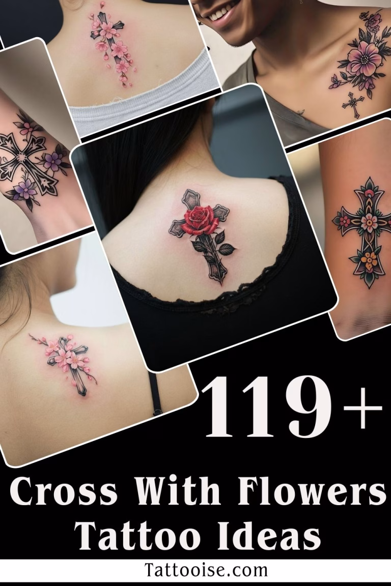 119+ Cross with Flowers Tattoo Ideas For men and Women with Meaning 4 cross with flowers tattoo ideas