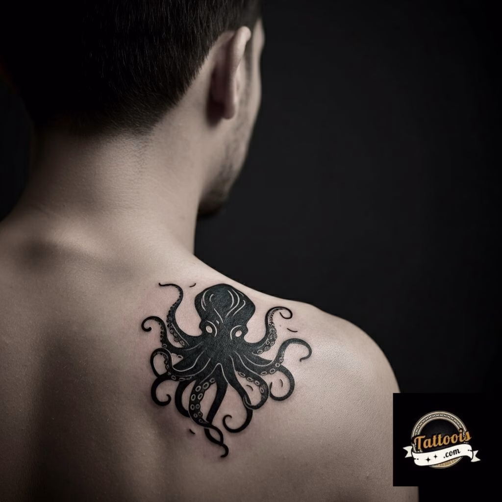 Black Kraken Tattoo for Guys