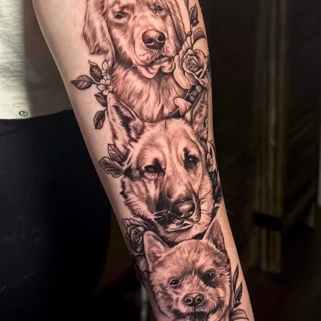 94+ Labrador Tattoo Designs for Men and Women with Meaning 15 Realistic Labrador Portrait Tattoo on Arm