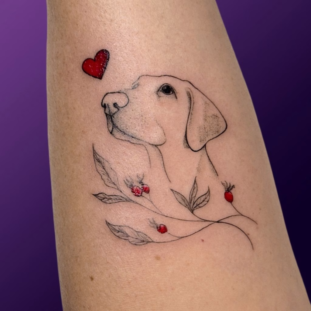 94+ Labrador Tattoo Designs for Men and Women with Meaning 23 Labrador with a Heart Tattoo Idea