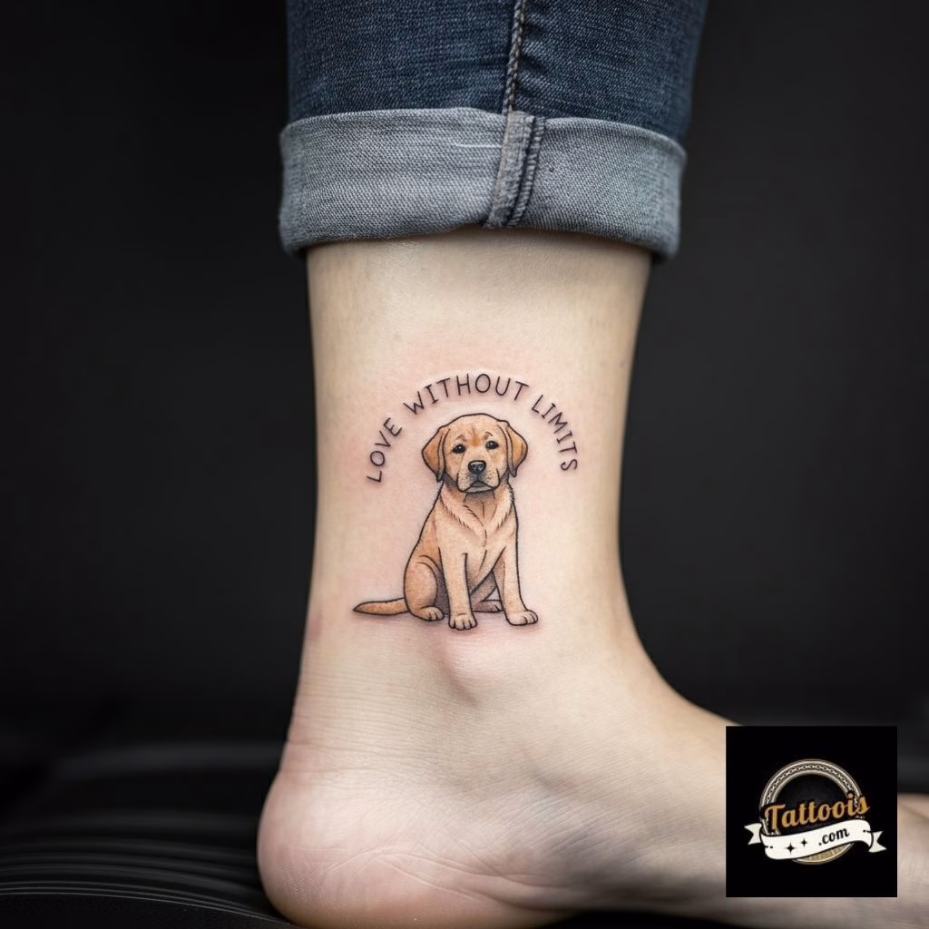 94+ Labrador Tattoo Designs for Men and Women with Meaning 9 Labrador with quote tattoo